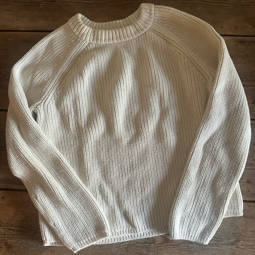 Jenni Kayne White Cotton Fisherman Sweater